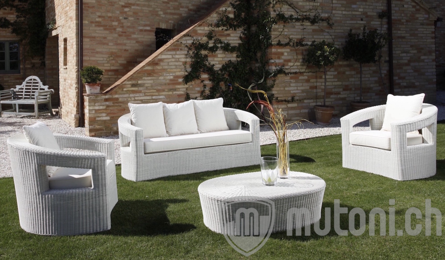 Gartenlounge Oasi PolyRattan weiss 4teilig Garten